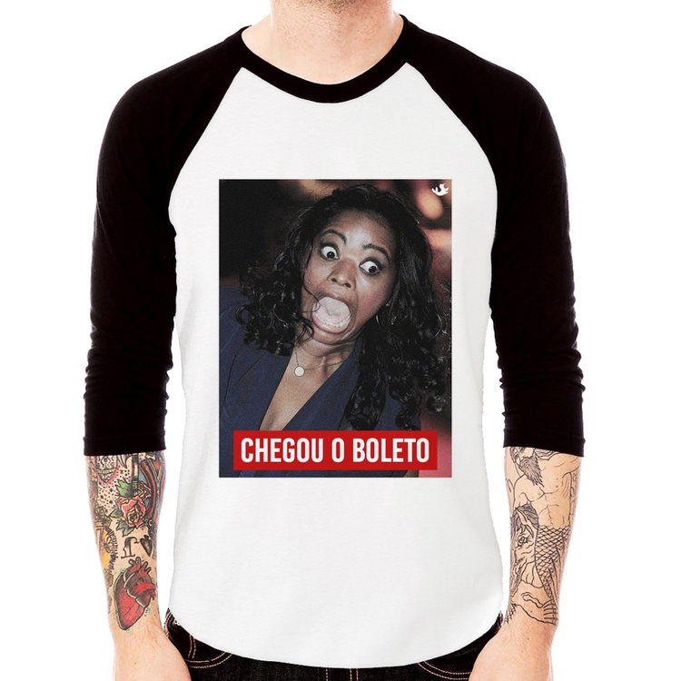 Camiseta Raglan Chegou o boleto Manga 3/4