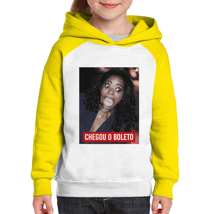 Moletom Infantil Chegou o boleto - Branco/Amarelo
