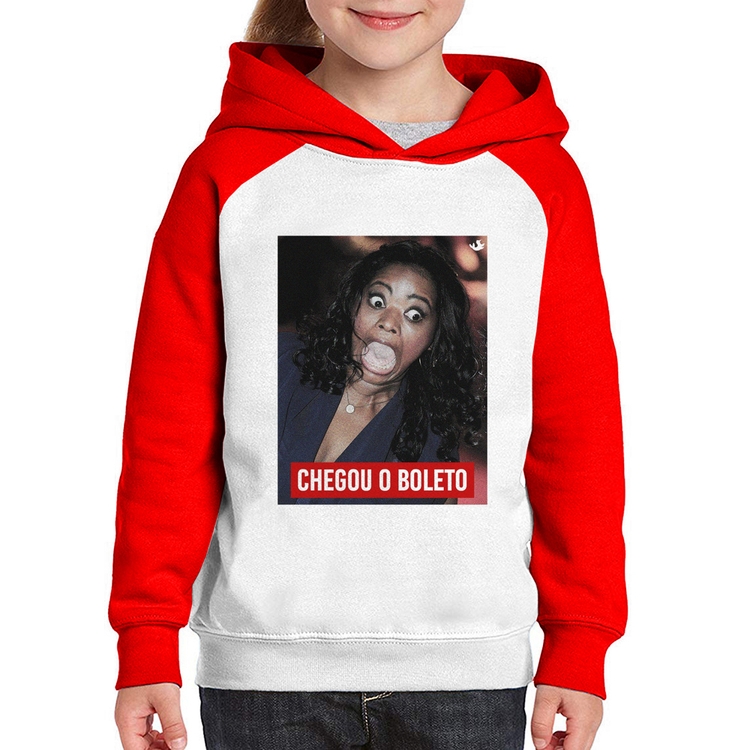 Moletom Infantil Chegou o boleto - Branco/Vermelho