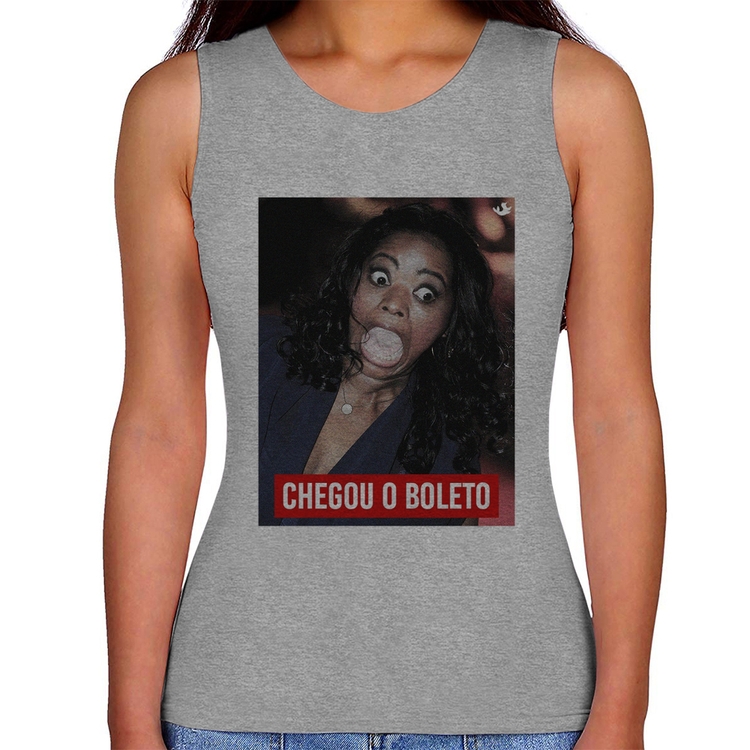 Regata Feminina Chegou o boleto - Cinza