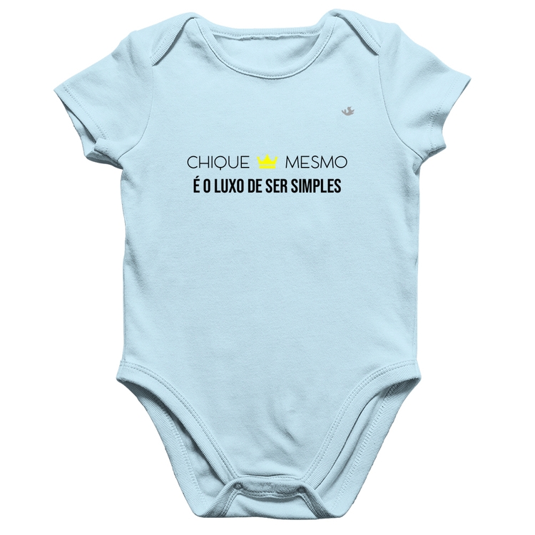 Body Bebê Algodão Chique mesmo é o luxo de ser simples - Azul Bebê