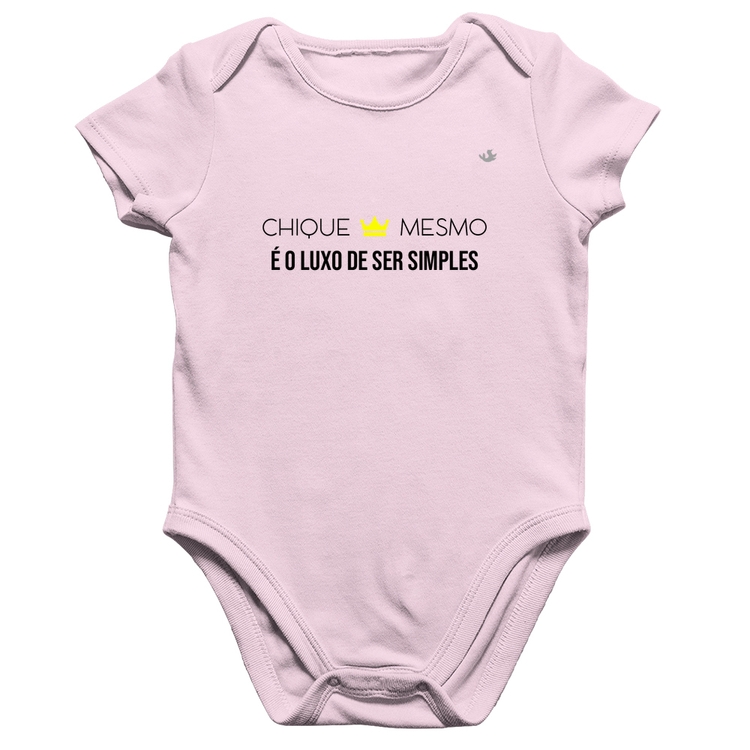 Body Bebê Algodão Chique mesmo é o luxo de ser simples - Rosa Bebê