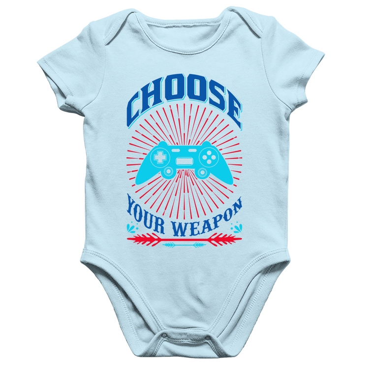 Body Bebê Algodão Choose Your Weapon - Azul Bebê