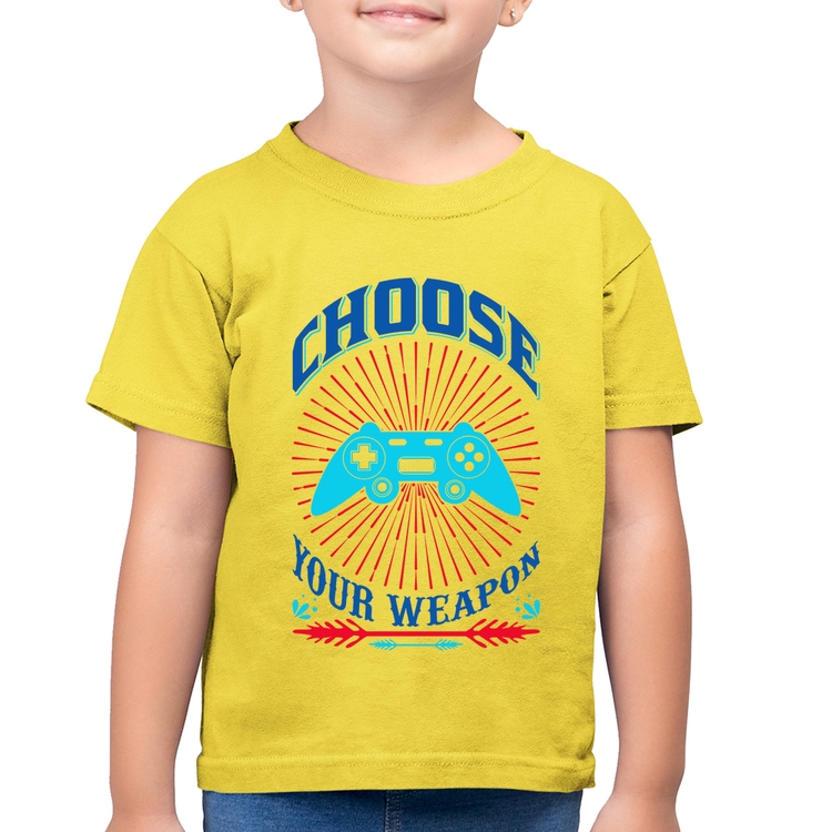 Camiseta Algodão Infantil Choose Your Weapon - Amarelo Canário