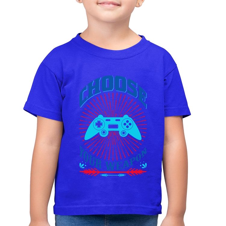 Camiseta Algodão Infantil Choose Your Weapon - Azul Royal