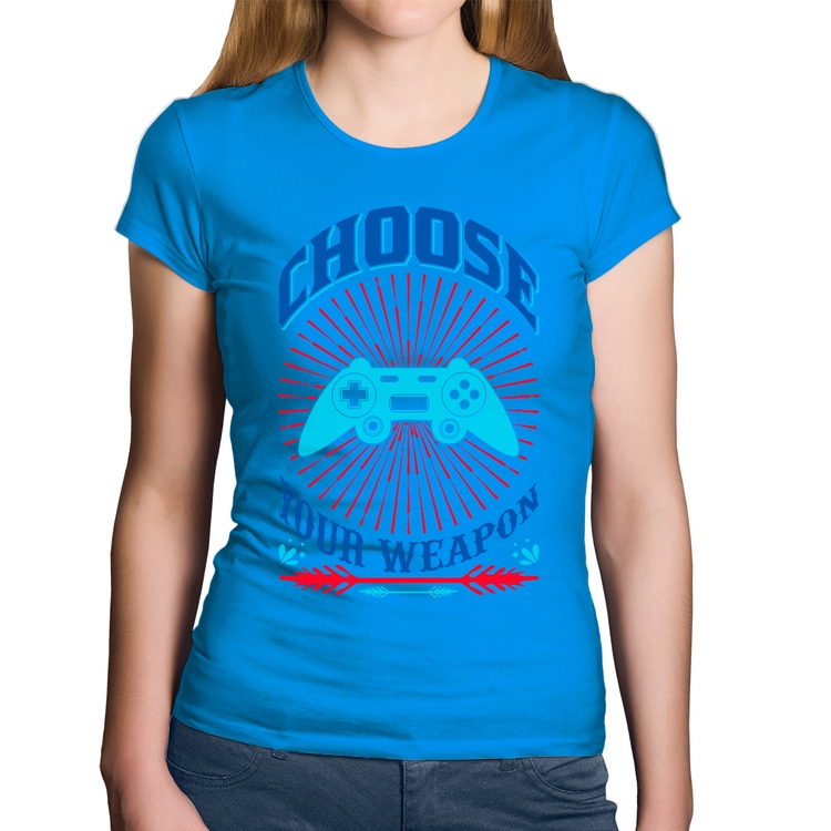 Baby Look Algodão Choose Your Weapon - Azul