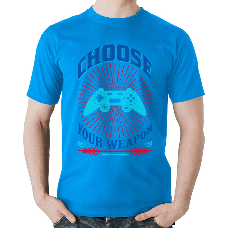 Camiseta Algodão Choose Your Weapon - Azul