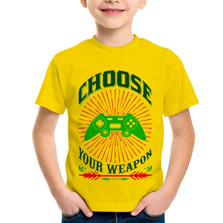 Camiseta Infantil Choose Your Weapon - Amarela