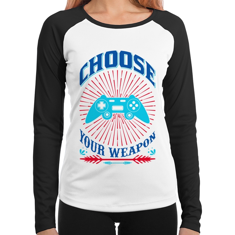 Baby Look Raglan Choose Your Weapon Manga Longa