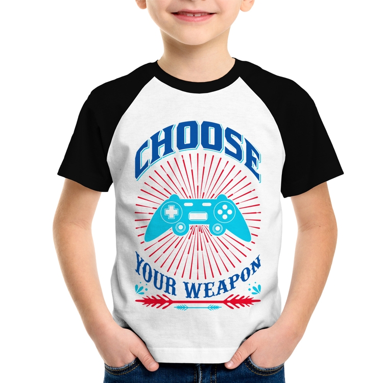 Camiseta Raglan Infantil Choose Your Weapon