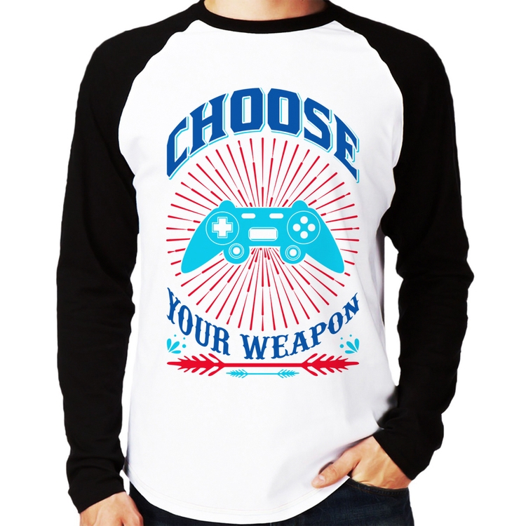Camiseta Raglan Choose Your Weapon Manga Longa