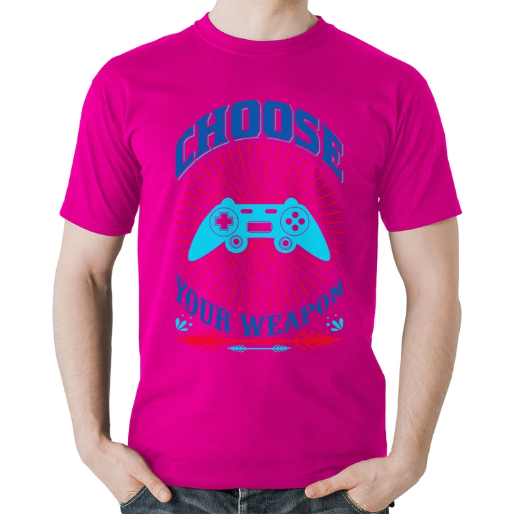 Camiseta Algodão Choose Your Weapon - Rosa