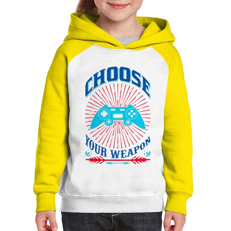 Moletom Infantil Choose Your Weapon - Branco/Amarelo