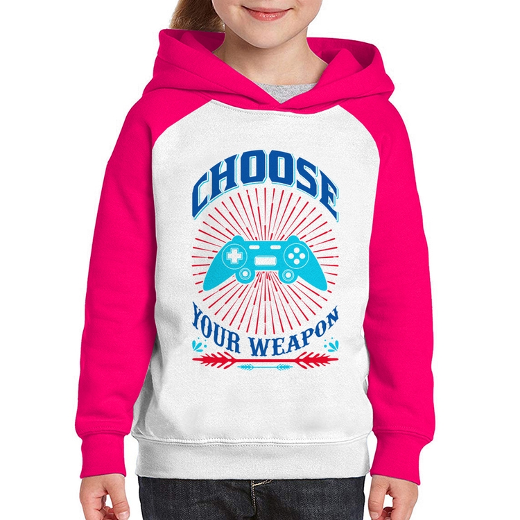 Moletom Infantil Choose Your Weapon - Branco/Rosa