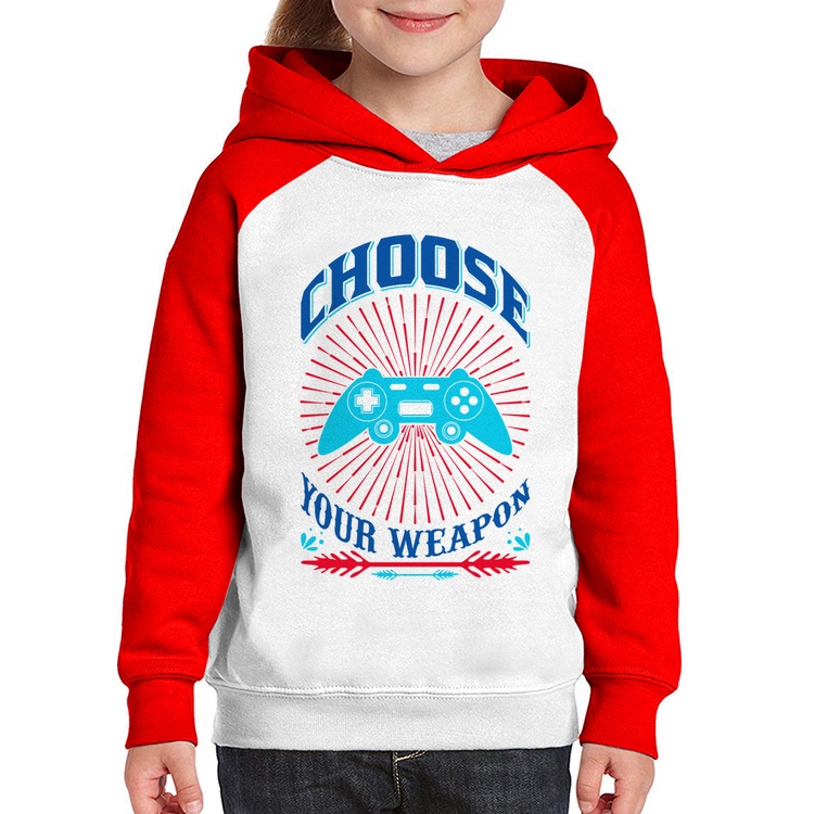 Moletom Infantil Choose Your Weapon - Branco/Vermelho