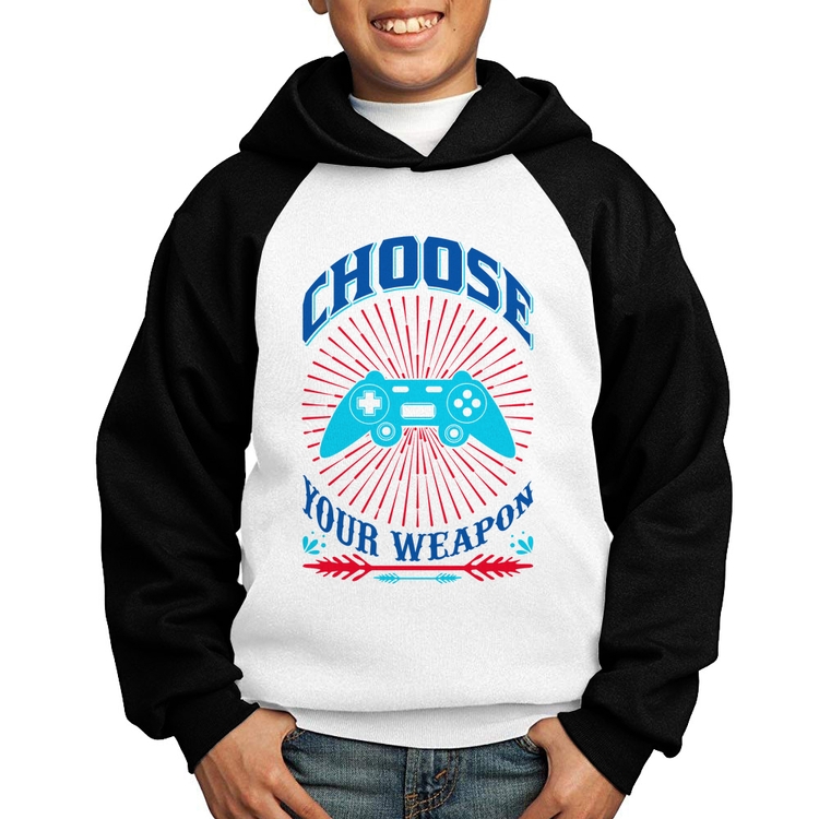 Moletom Infantil Choose Your Weapon - Branco/Preto