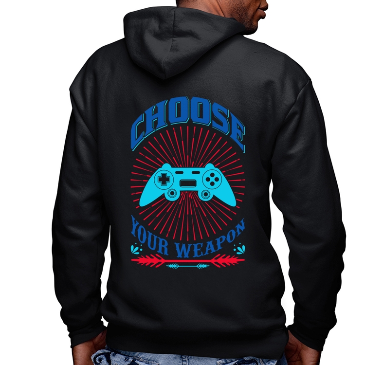 Blusa Moletom Choose Your Weapon Masculina com Capuz e Zíper