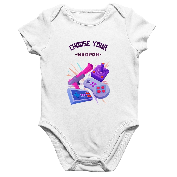 Body Bebê Algodão Choose your weapon - Branco