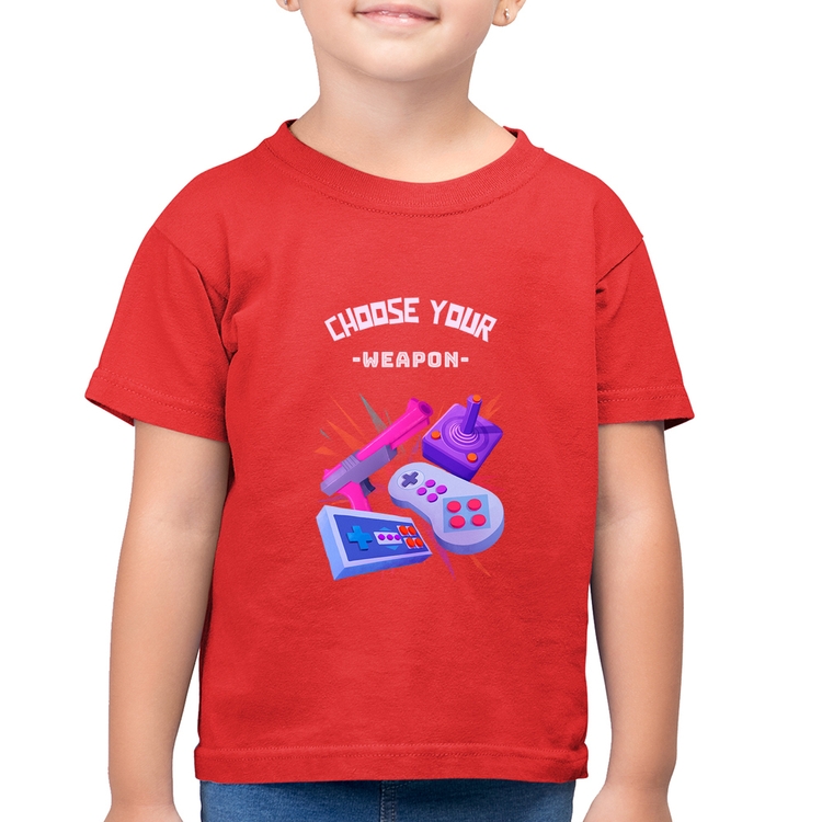 Camiseta Algodão Infantil Choose your weapon - Vermelha