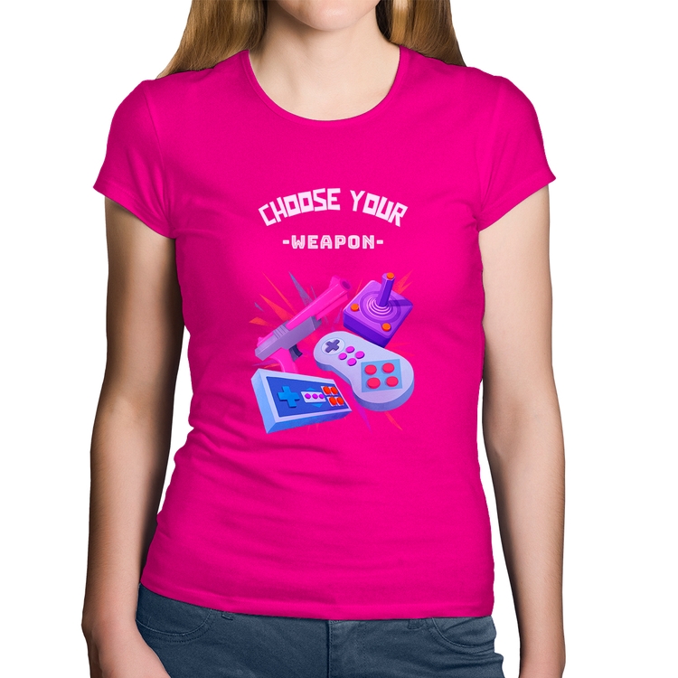 Baby Look Algodão Choose your weapon - Rosa