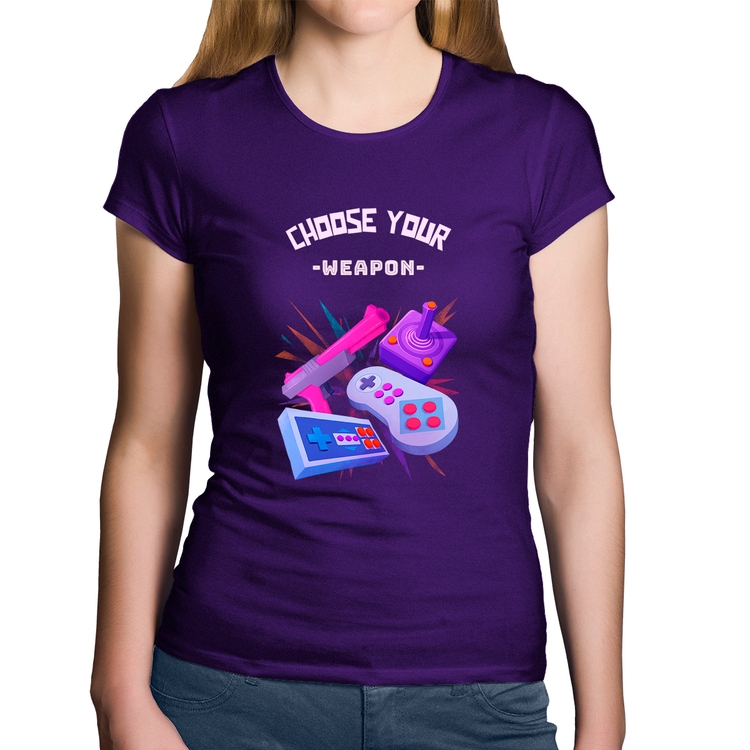 Baby Look Algodão Choose your weapon - Roxa