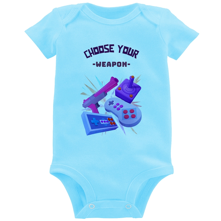 Body Bebê Choose your weapon - Azul Bebê