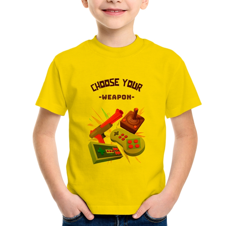 Camiseta Infantil Choose your weapon - Amarela