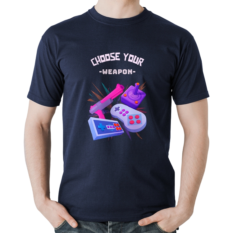 Camiseta Algodão Choose your weapon - Marinho