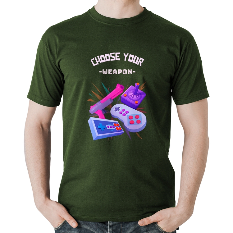 Camiseta Algodão Choose your weapon - Musgo