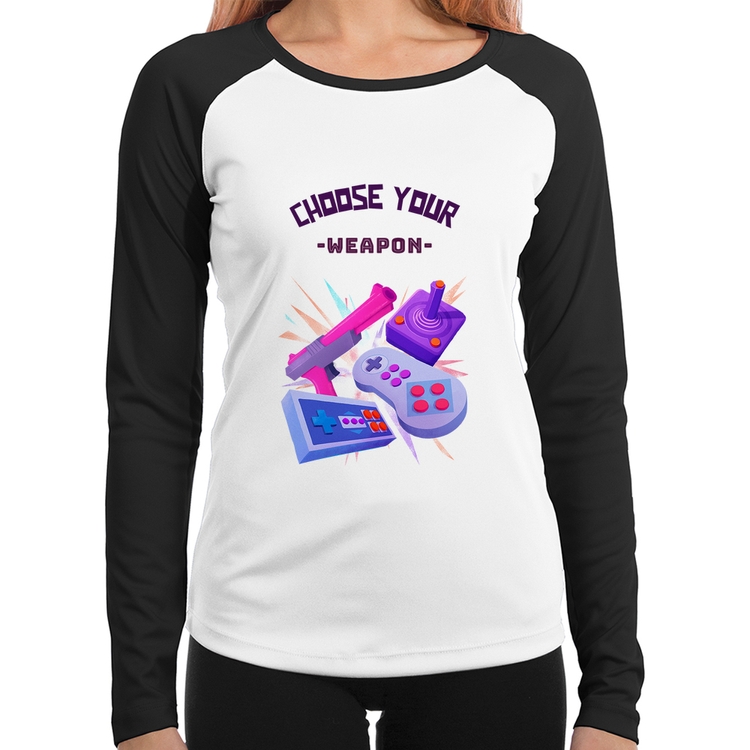 Baby Look Raglan Choose your weapon Manga Longa