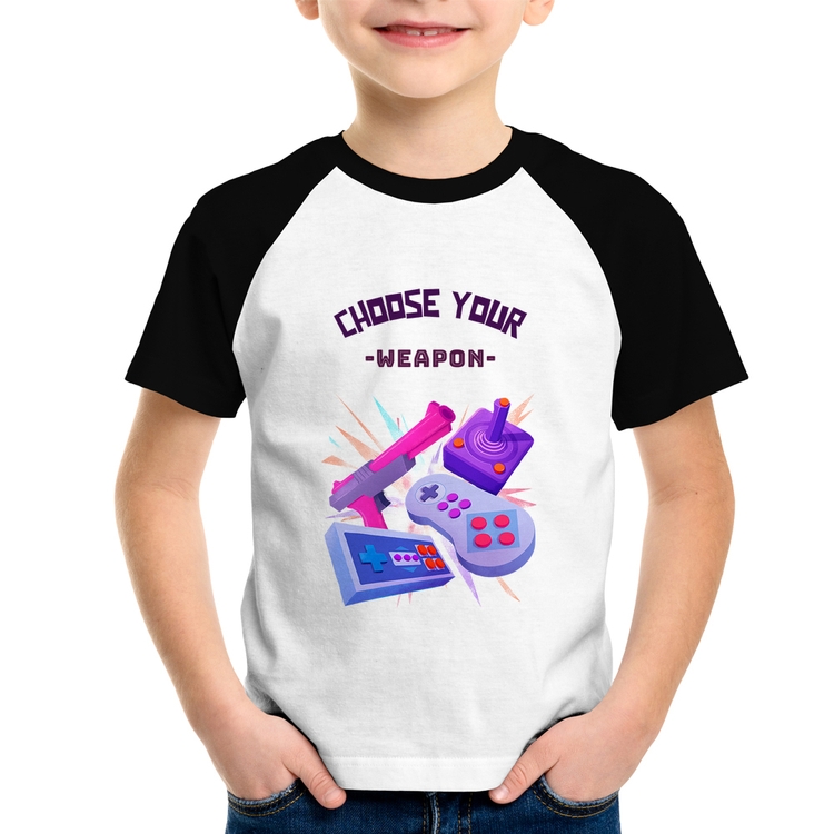 Camiseta Raglan Infantil Choose your weapon