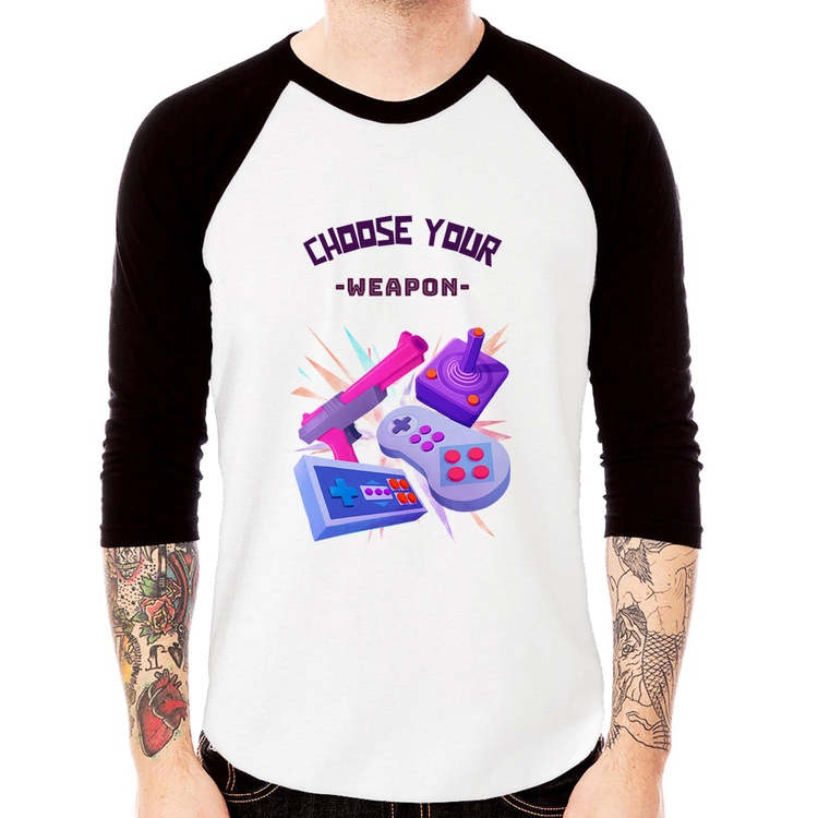Camiseta Raglan Choose your weapon Manga 3/4