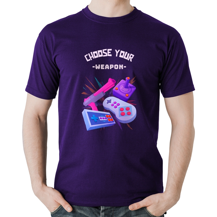Camiseta Algodão Choose your weapon - Roxa