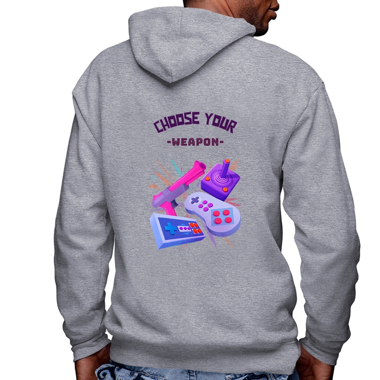 Blusa Moletom Choose your weapon Masculina com Capuz e Zíper - Mescla
