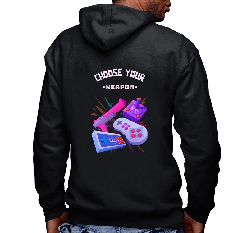 Blusa Moletom Choose your weapon Masculina com Capuz e Zíper