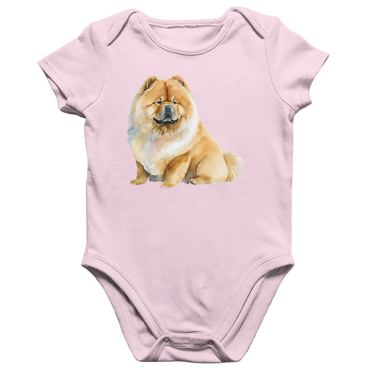Body Bebê Algodão Chow-chow - Rosa Bebê