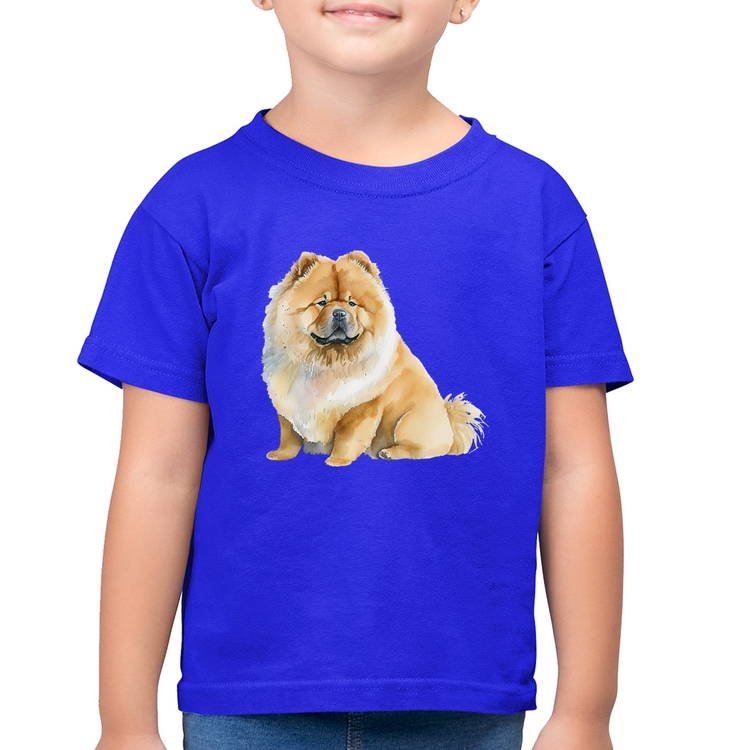 Camiseta Algodão Infantil Chow-chow - Azul Royal
