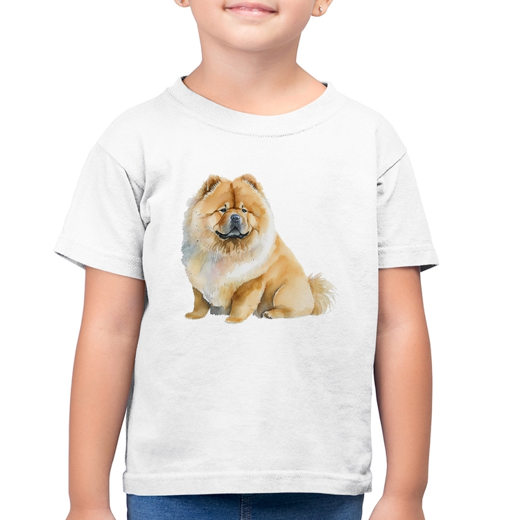 Camiseta Algodão Infantil Chow-chow - Branca