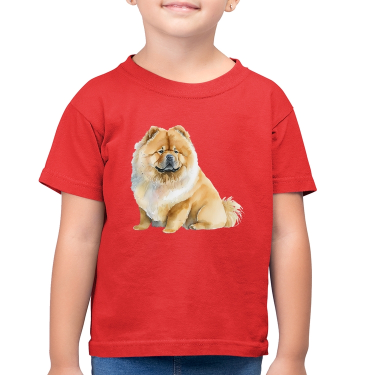 Camiseta Algodão Infantil Chow-chow - Vermelha