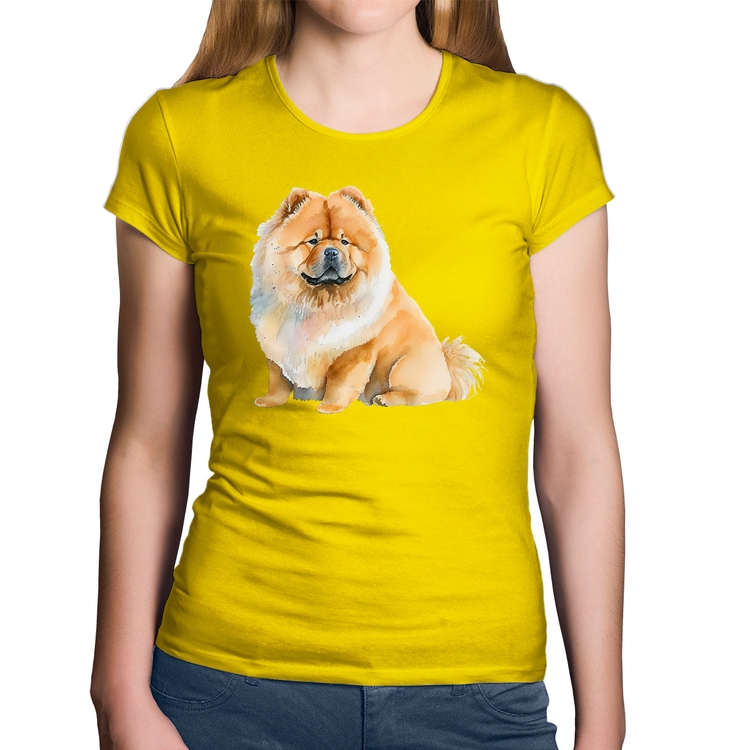 Baby Look Algodão Chow-chow - Amarela