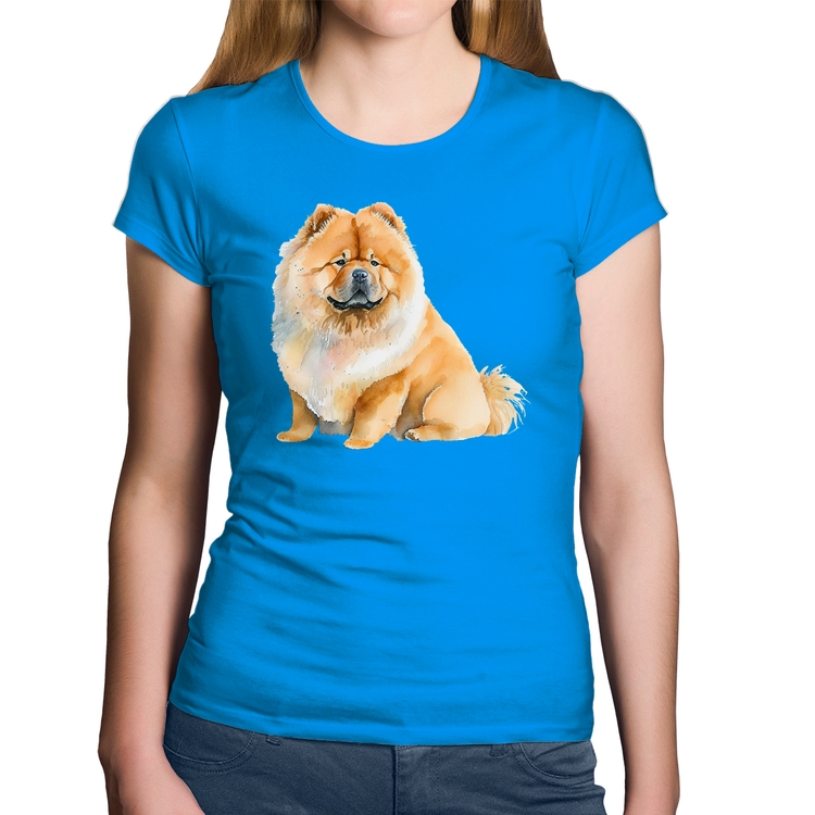 Baby Look Algodão Chow-chow - Azul