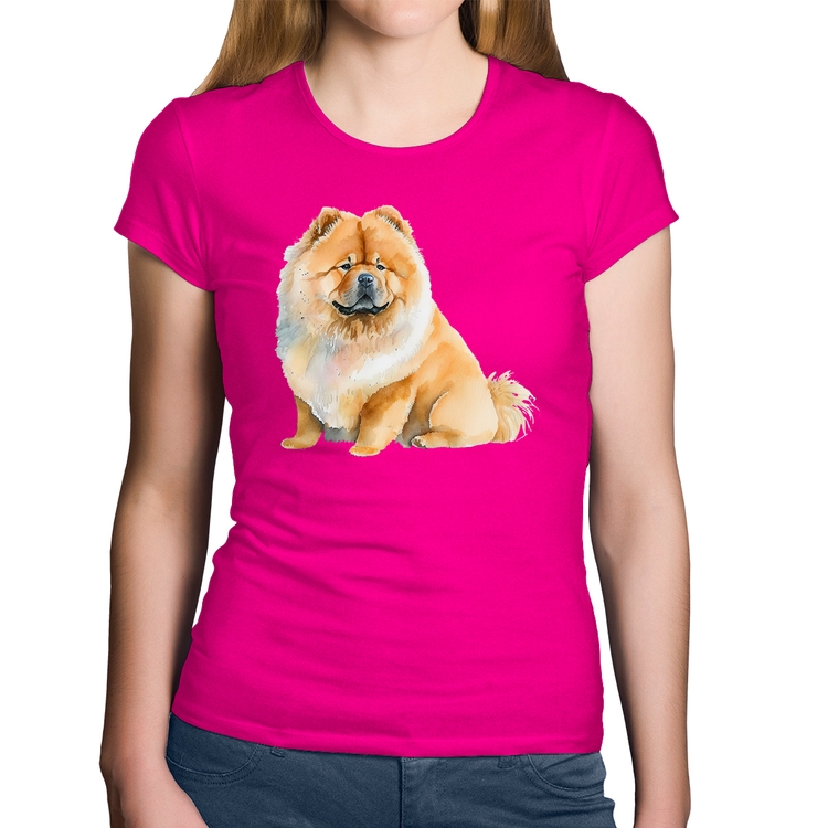 Baby Look Algodão Chow-chow - Rosa