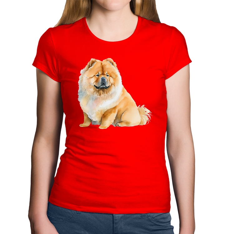 Baby Look Algodão Chow-chow - Vermelha