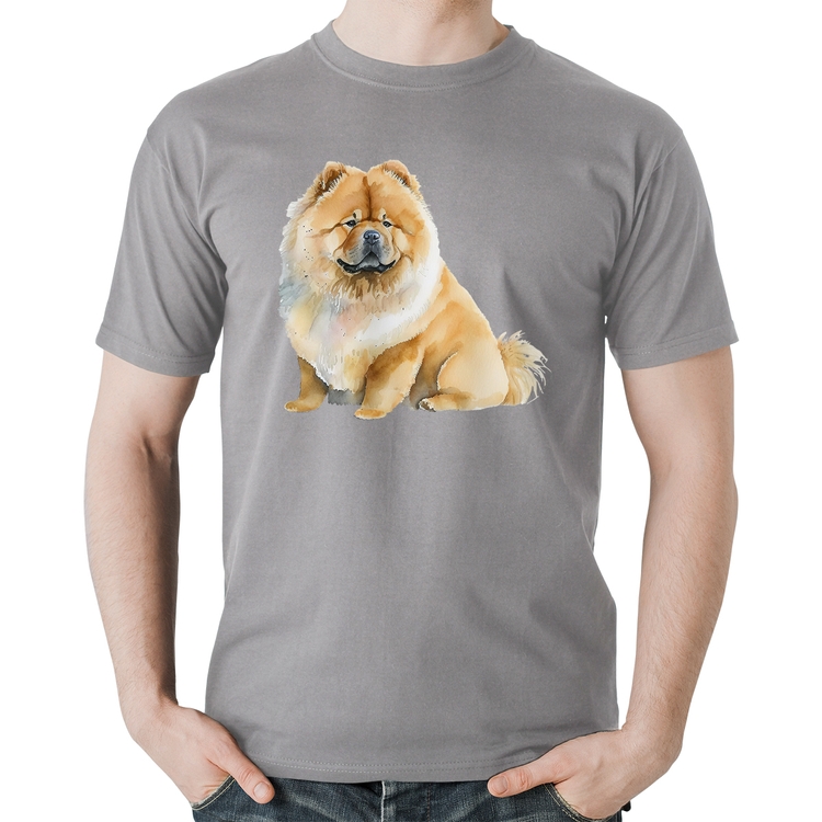 Camiseta Algodão Chow-chow - Cinza