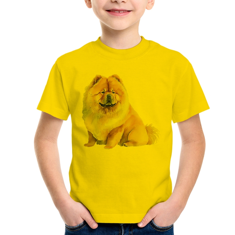 Camiseta Infantil Chow-chow - Amarela
