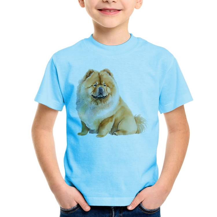 Camiseta Infantil Chow-chow - Azul Bebê