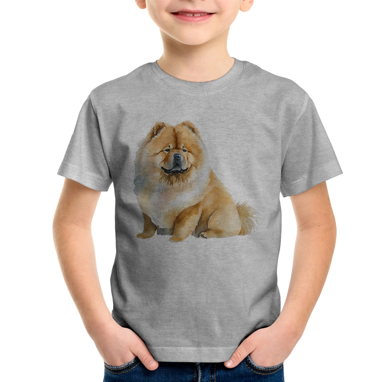 Camiseta Infantil Chow-chow - Cinza