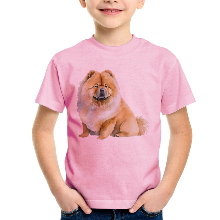 Camiseta Infantil Chow-chow - Rosa Bebê