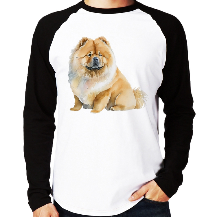 Camiseta Raglan Chow-chow Manga Longa