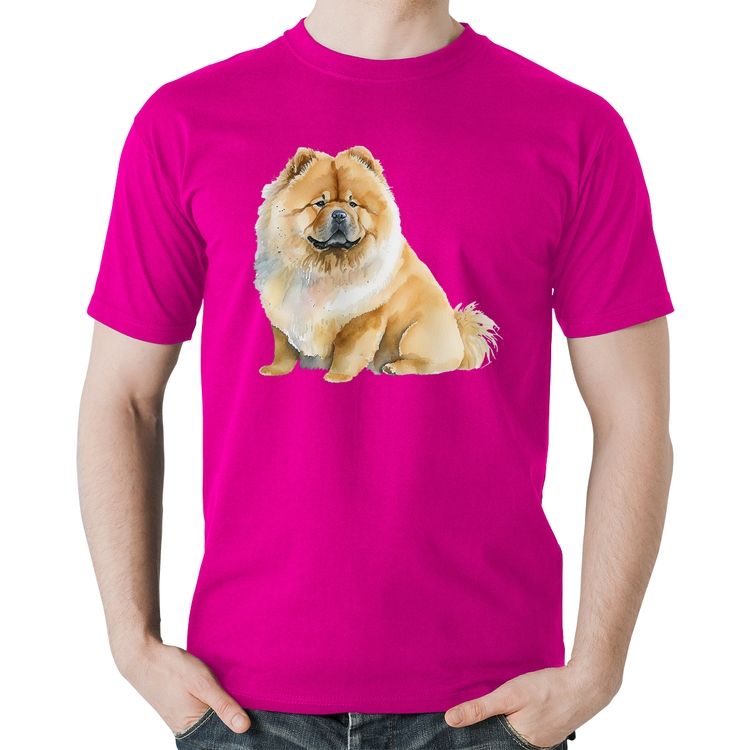 Camiseta Algodão Chow-chow - Rosa